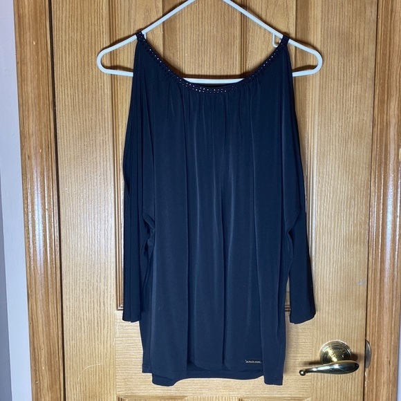 Michael Michael kors shirt open shoulders with bling 3/4 sleeve size medium​​​ - Picture 3 of 9